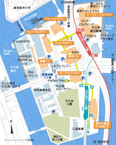 東京天王洲アイルの島内マップ詳細